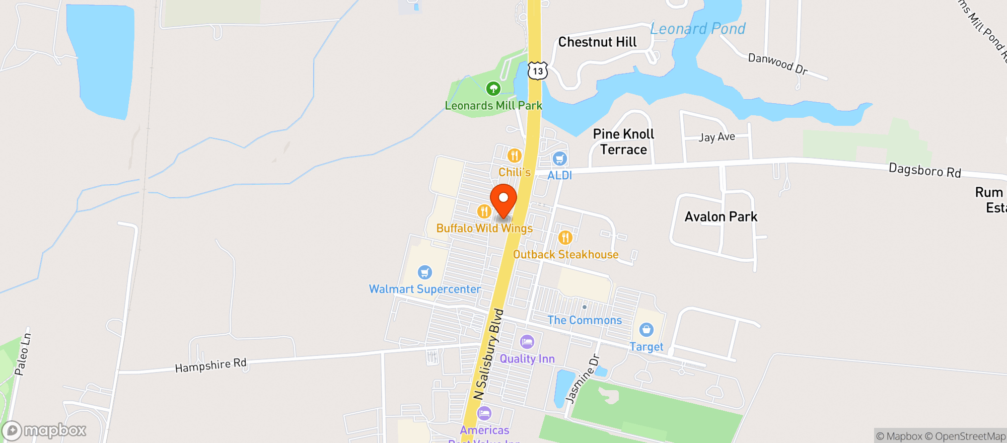 Map showing Buffalo Wild Wings Gril #3673