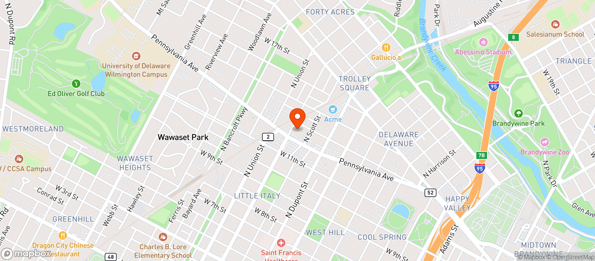 Map showing Grotto Pizza