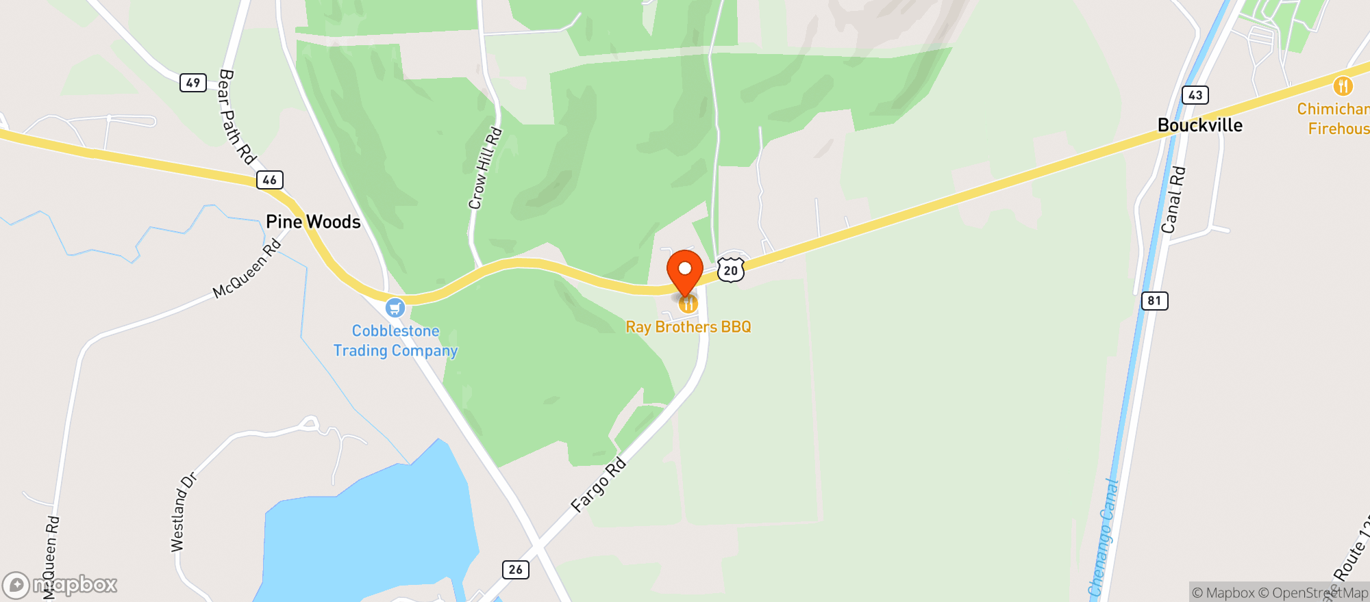 Map showing Ray Brothers Barbeque
