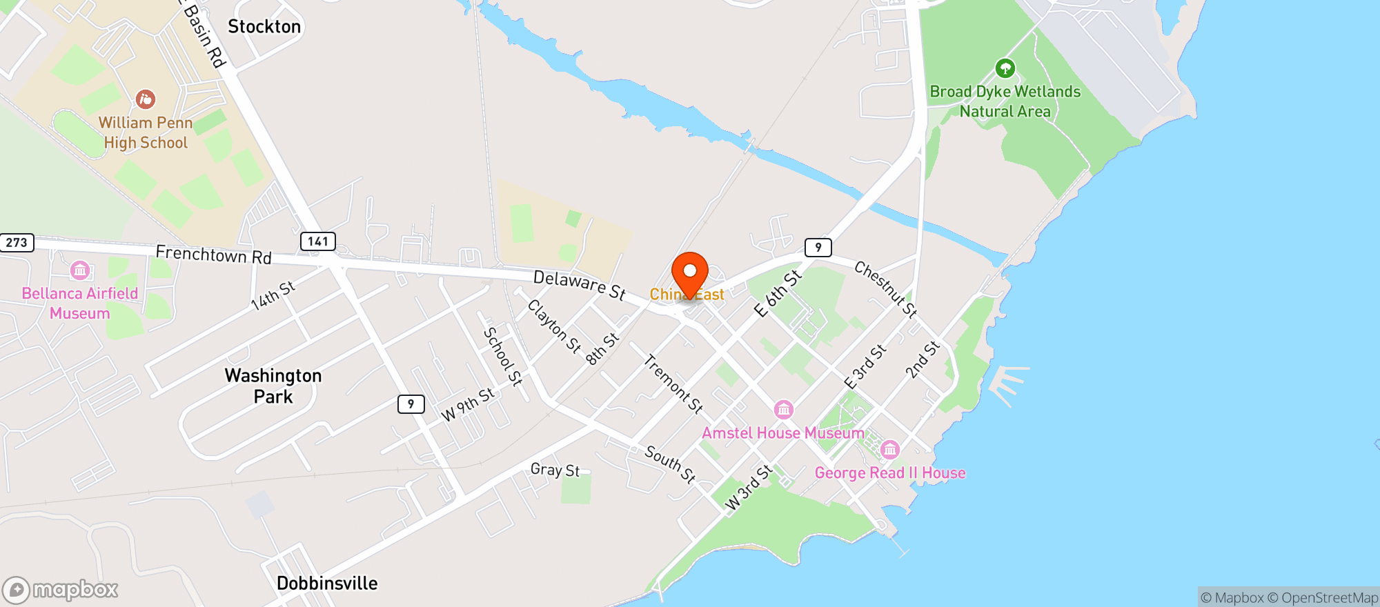 Map showing NEW CASTLE SPIRITS
