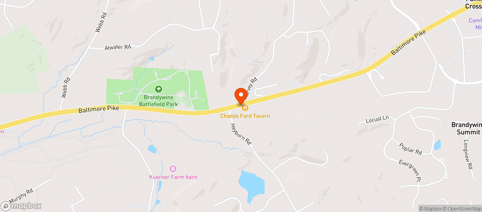 Map showing Chadds Ford Tavern
