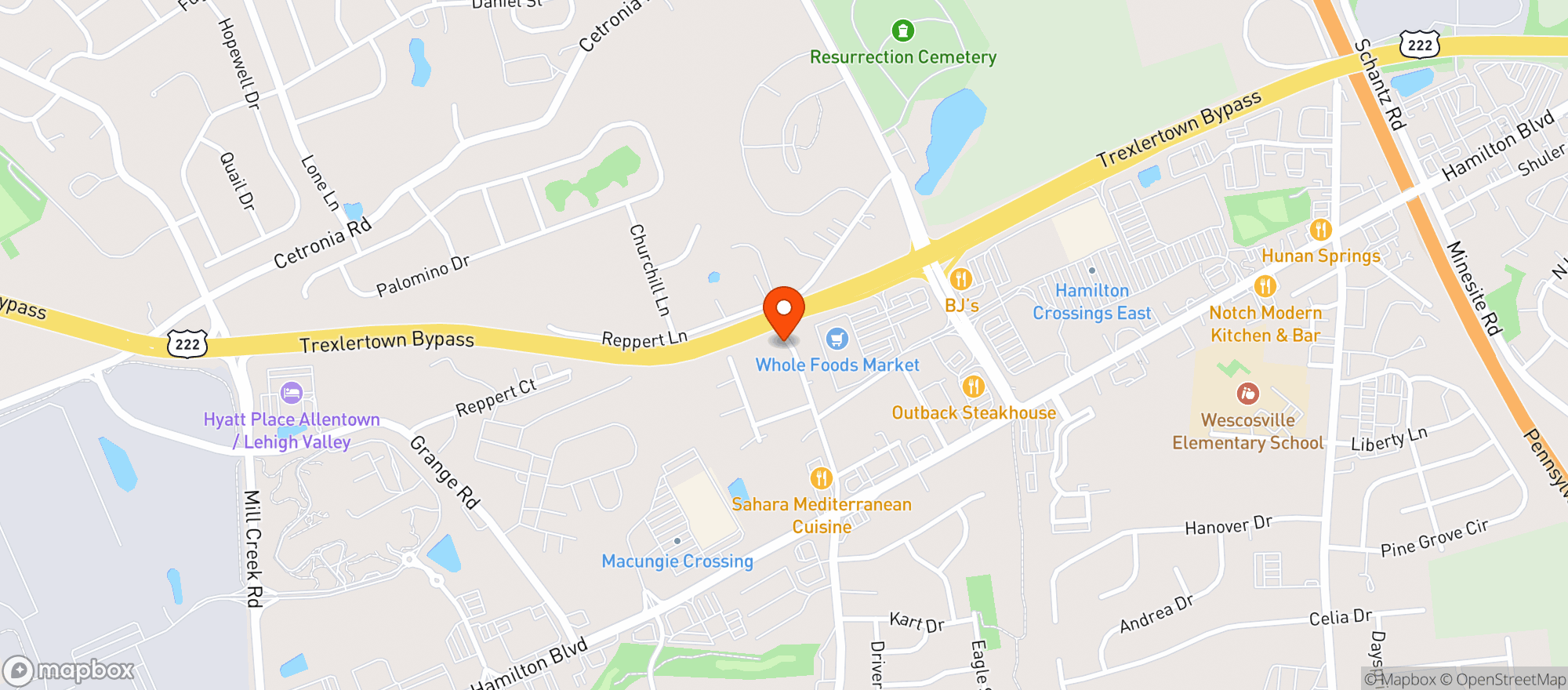 Map showing Wholefoods
