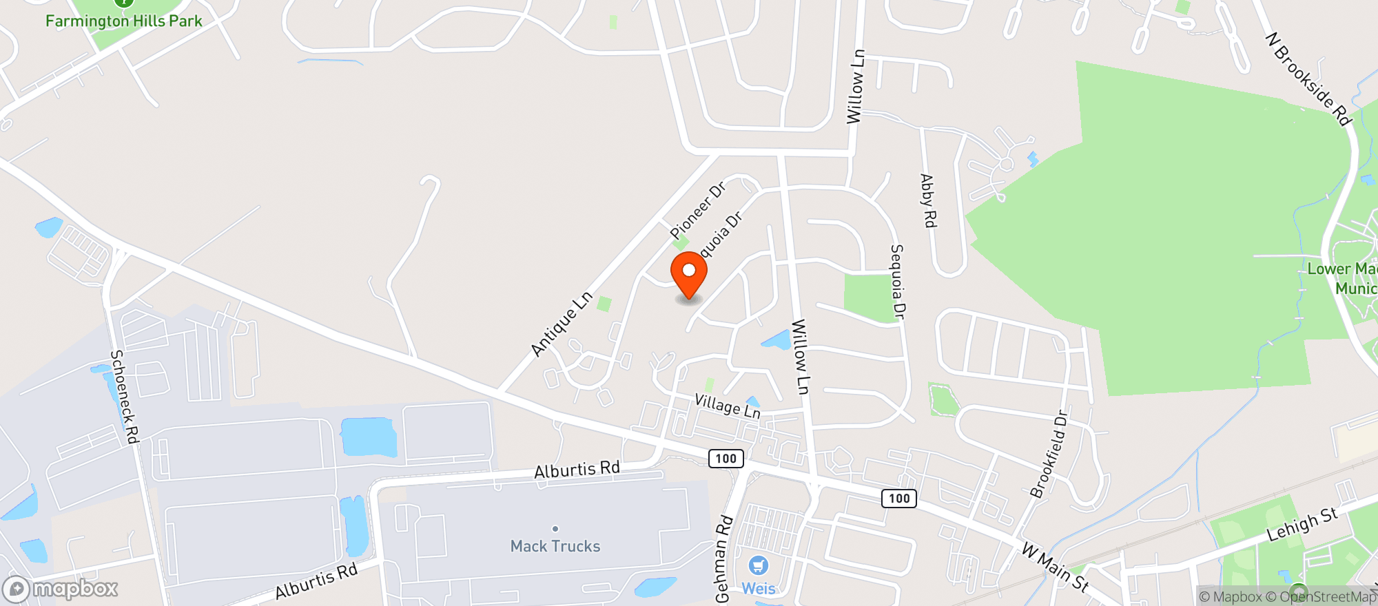 Map showing Weis Markets