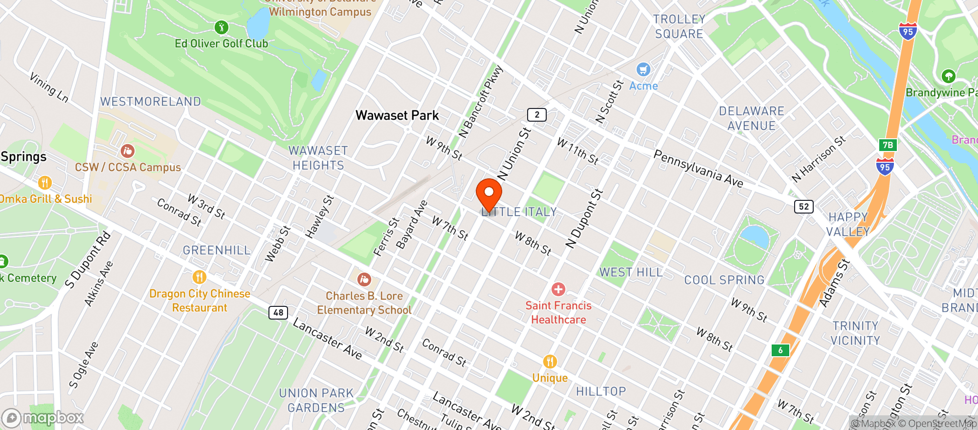 Map showing Walters Steakhouse