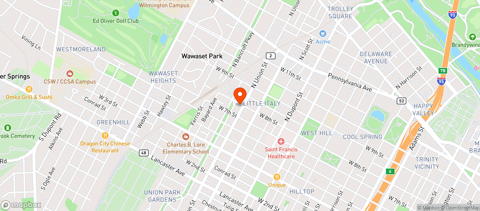 Map showing Union Street Pub