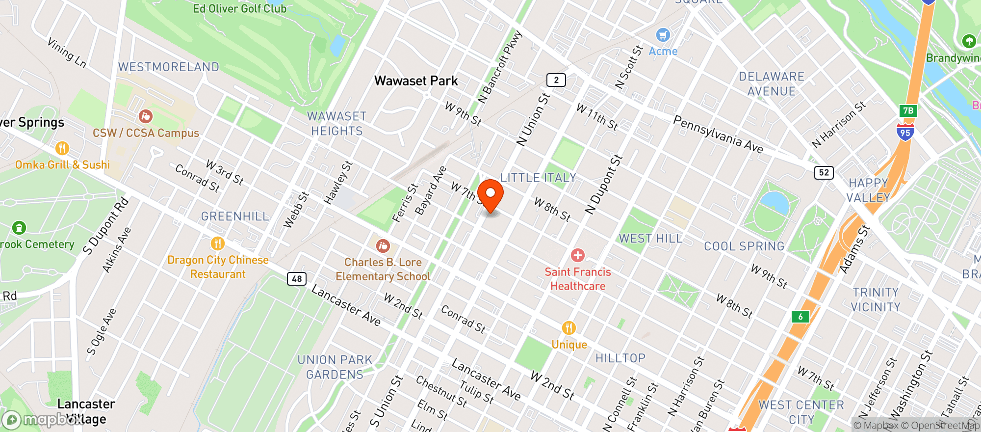 Map showing Dead Presidents Pub
