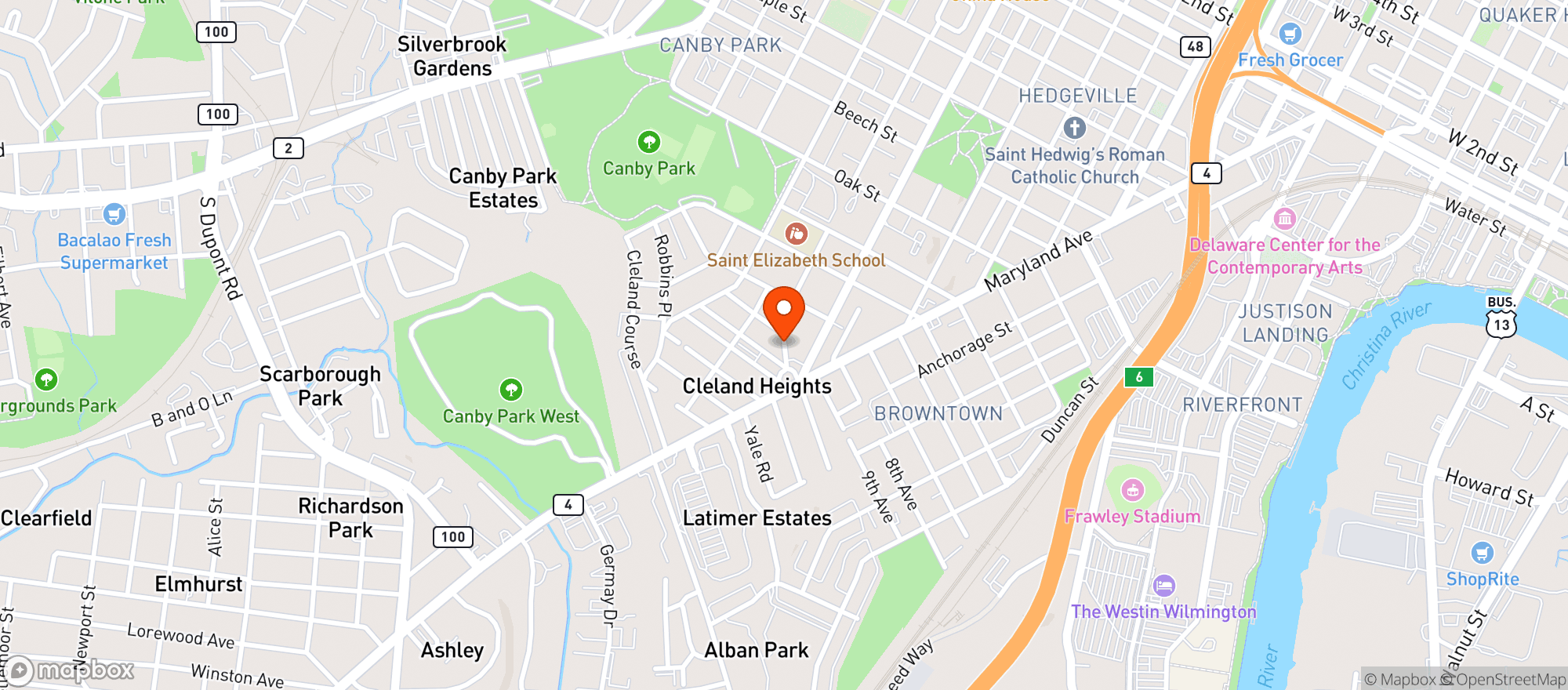 Map showing Cleland Heights Liquors