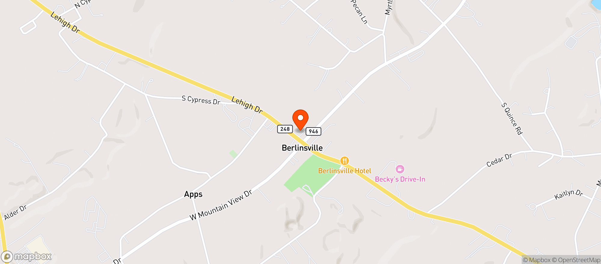 Map showing Jerry Simcoe Beverage Distributors