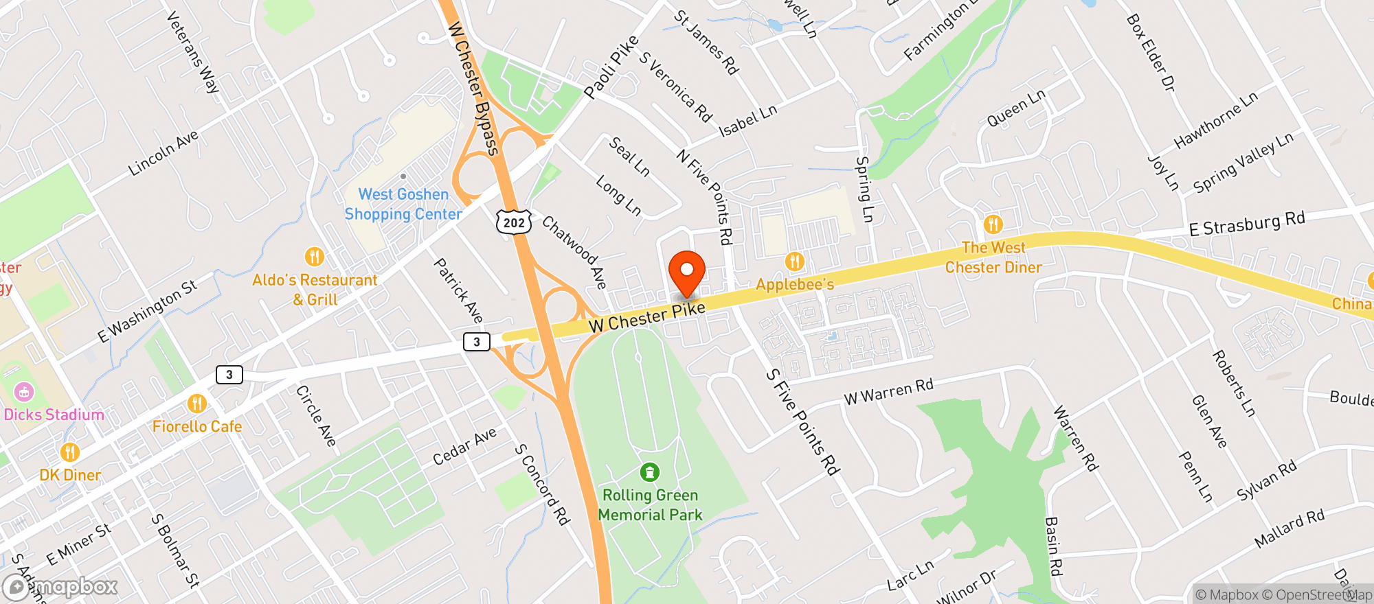 Map showing Spaz Beverage Company