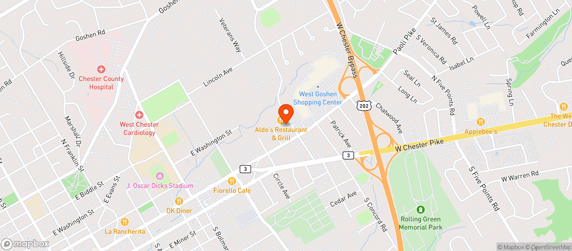 Map showing Goshen Beverage Center