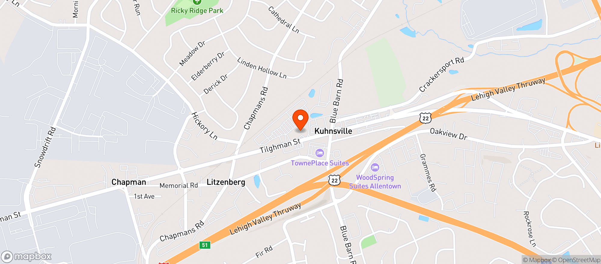 Map showing Trexler Plaza Marathon