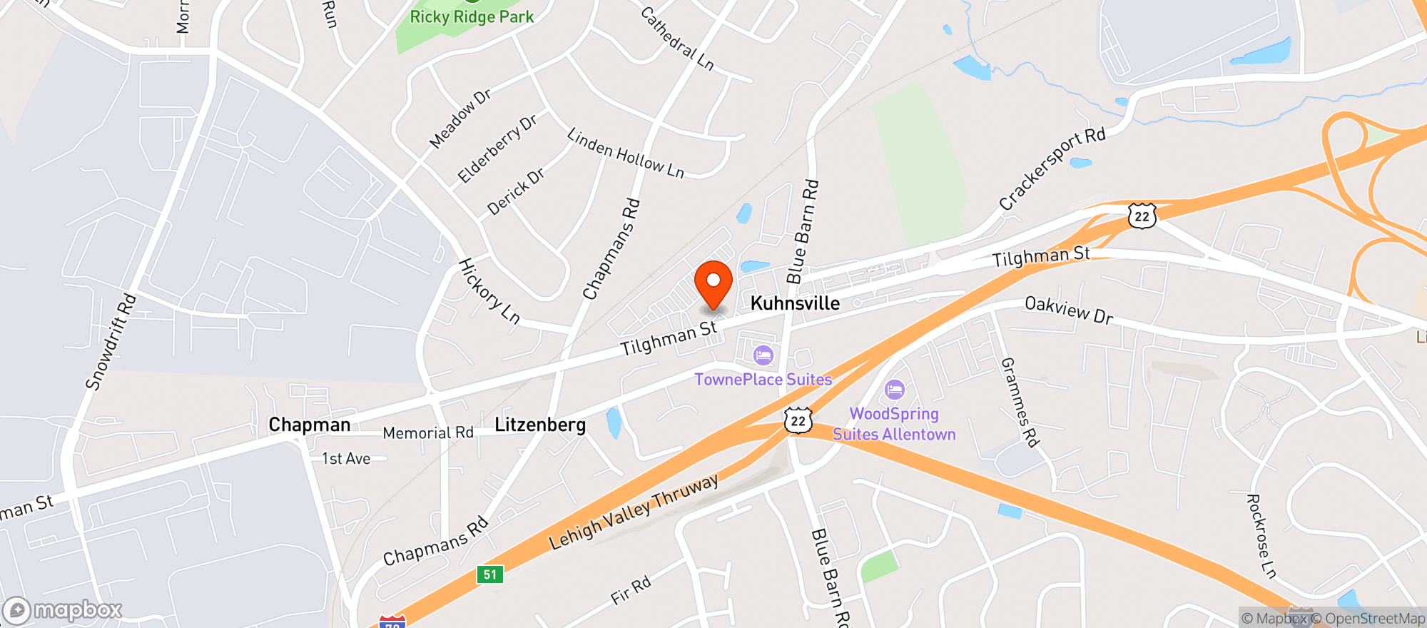 Map showing Trexler Plaza Sunoco