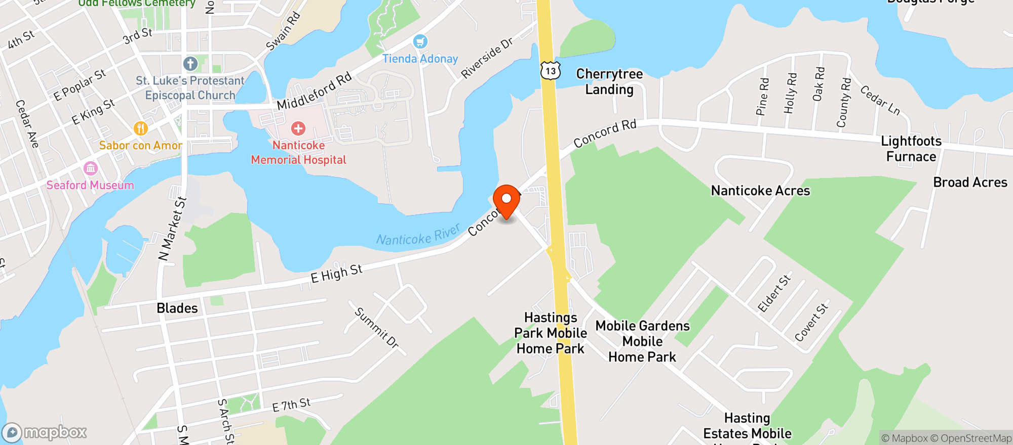 Map showing BLADES DISCOUNT LIQUOR