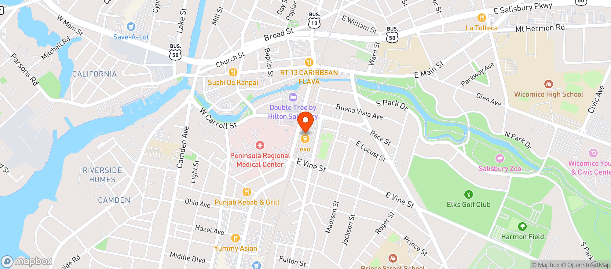 Map showing Evolution Brew Co & Public Hse