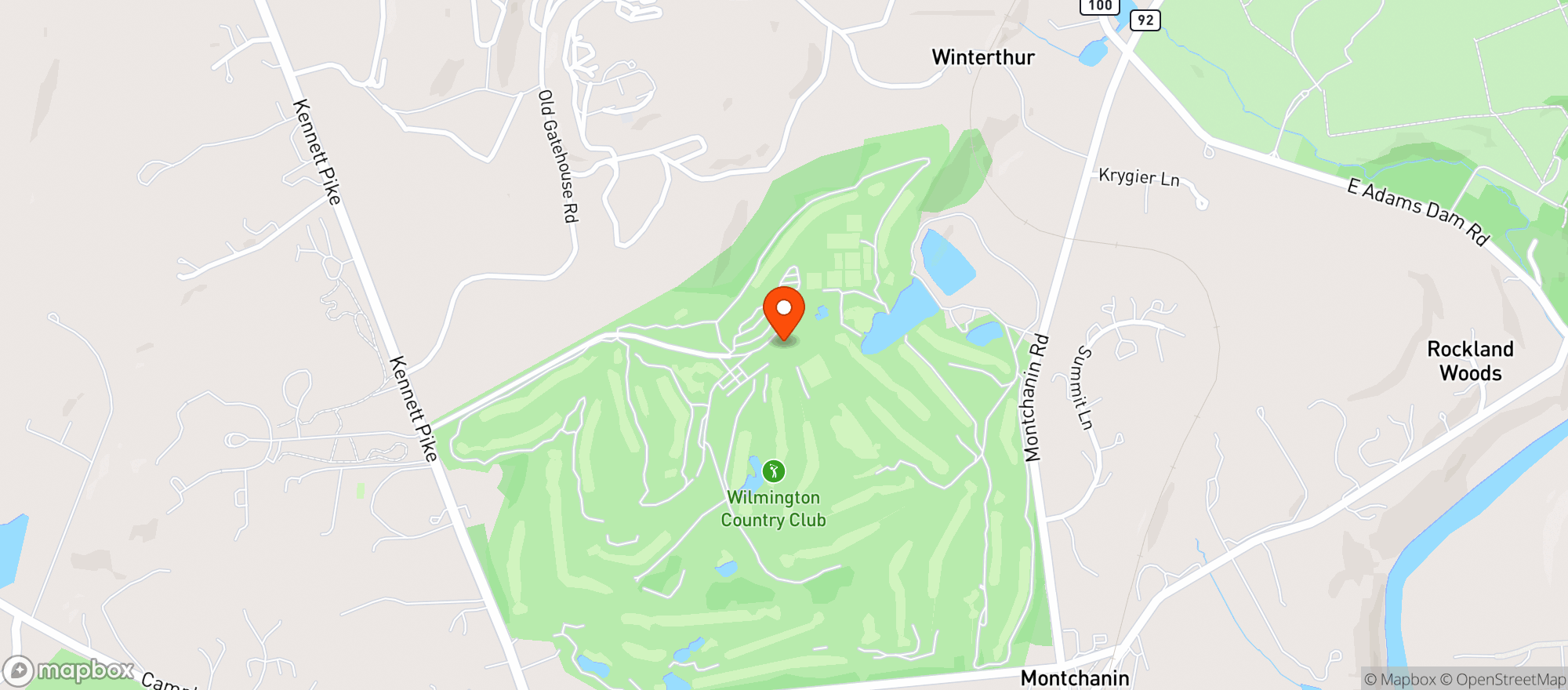 Map showing Wilmington Country Club