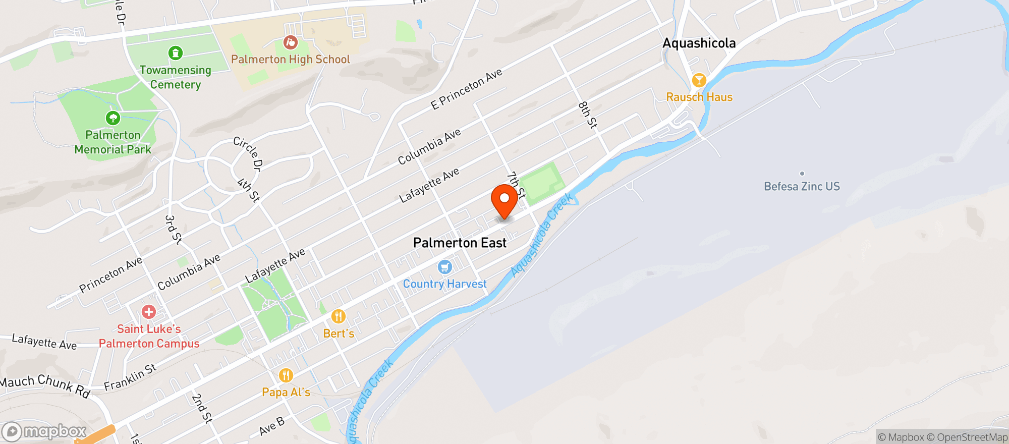 Map showing Palmerton Beer Depot