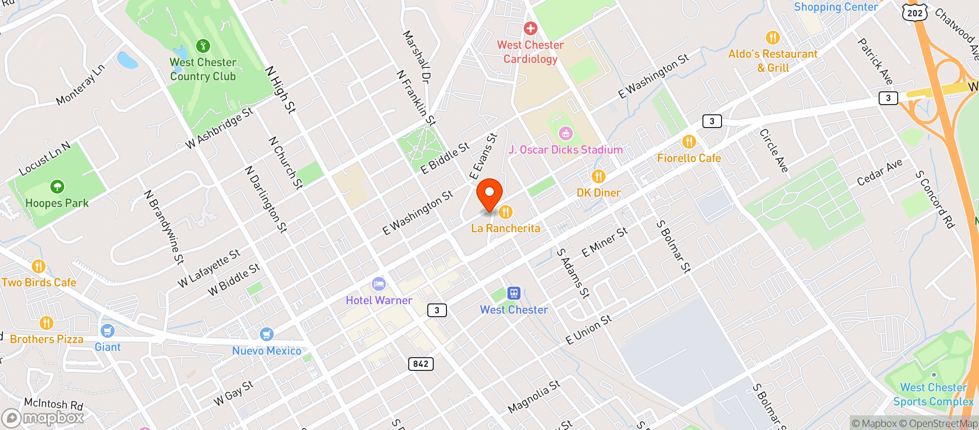 Map showing The Square Bar