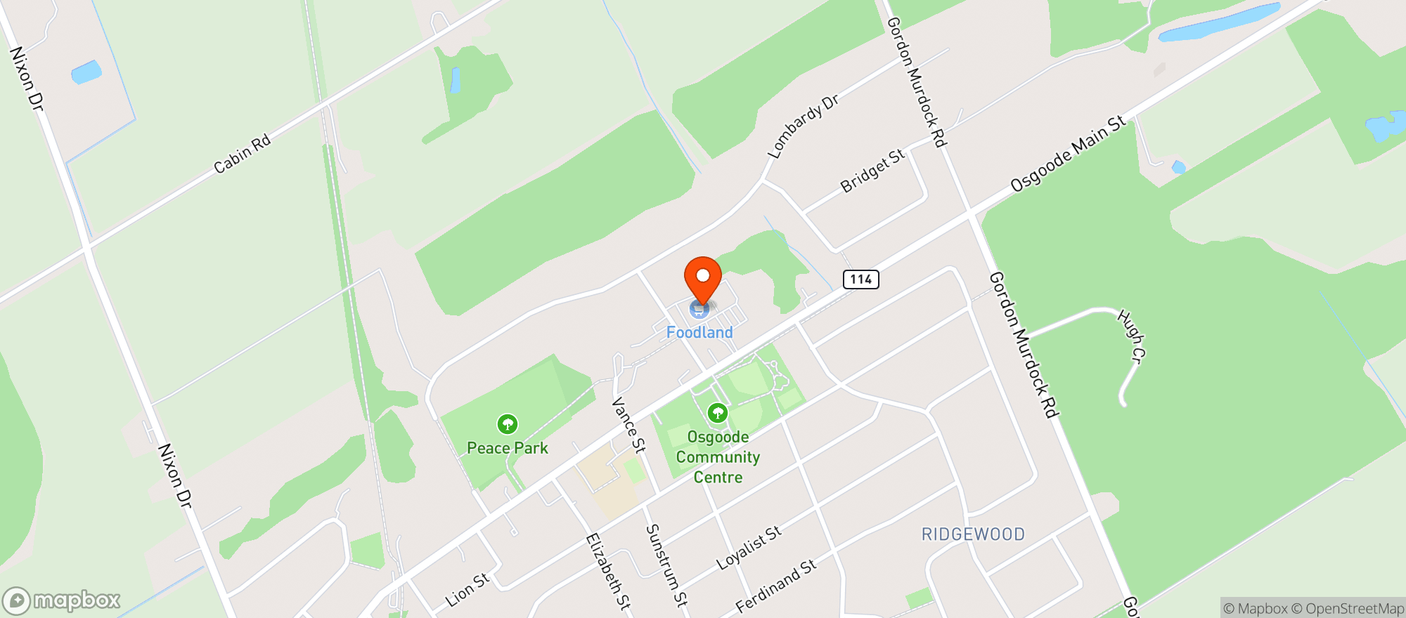 Map showing Osgoode Foodland # 6318