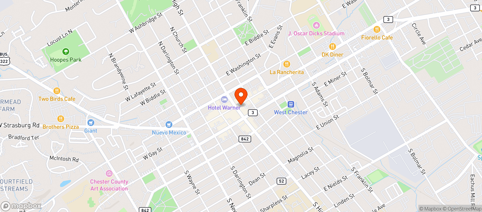 Map showing Side Bar & Restaurant