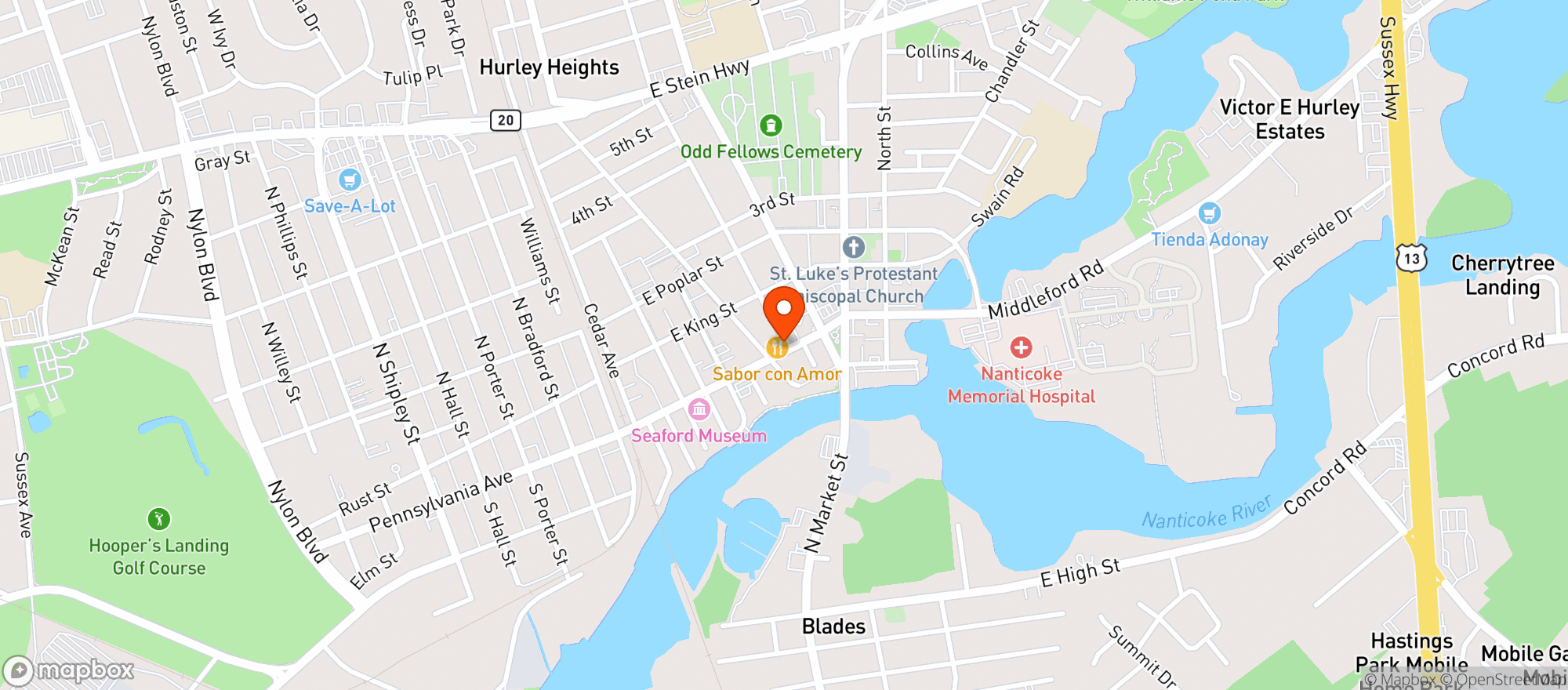 Map showing Lina S Caribbean Kitchen