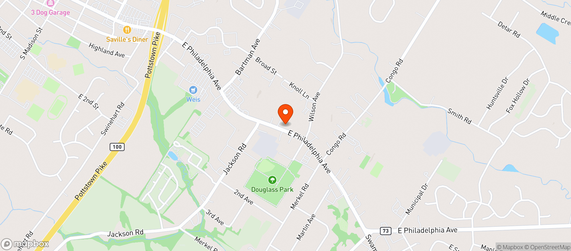 Map showing Gilbertsville Cigar Factory