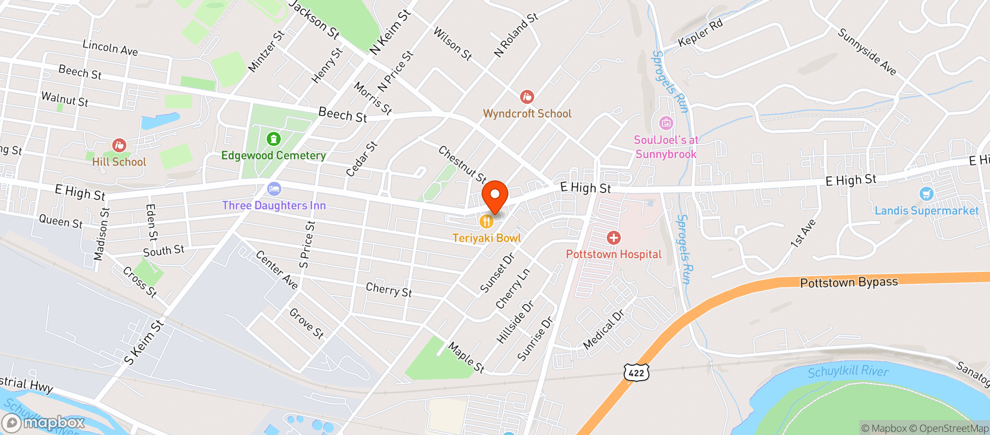 Map showing PATS BEVERAGE