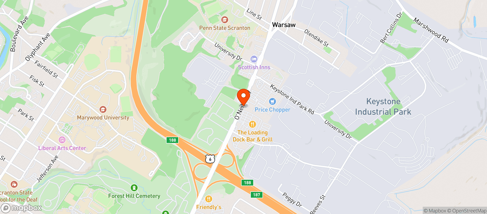 Map showing Loading Dock Bar & Grill