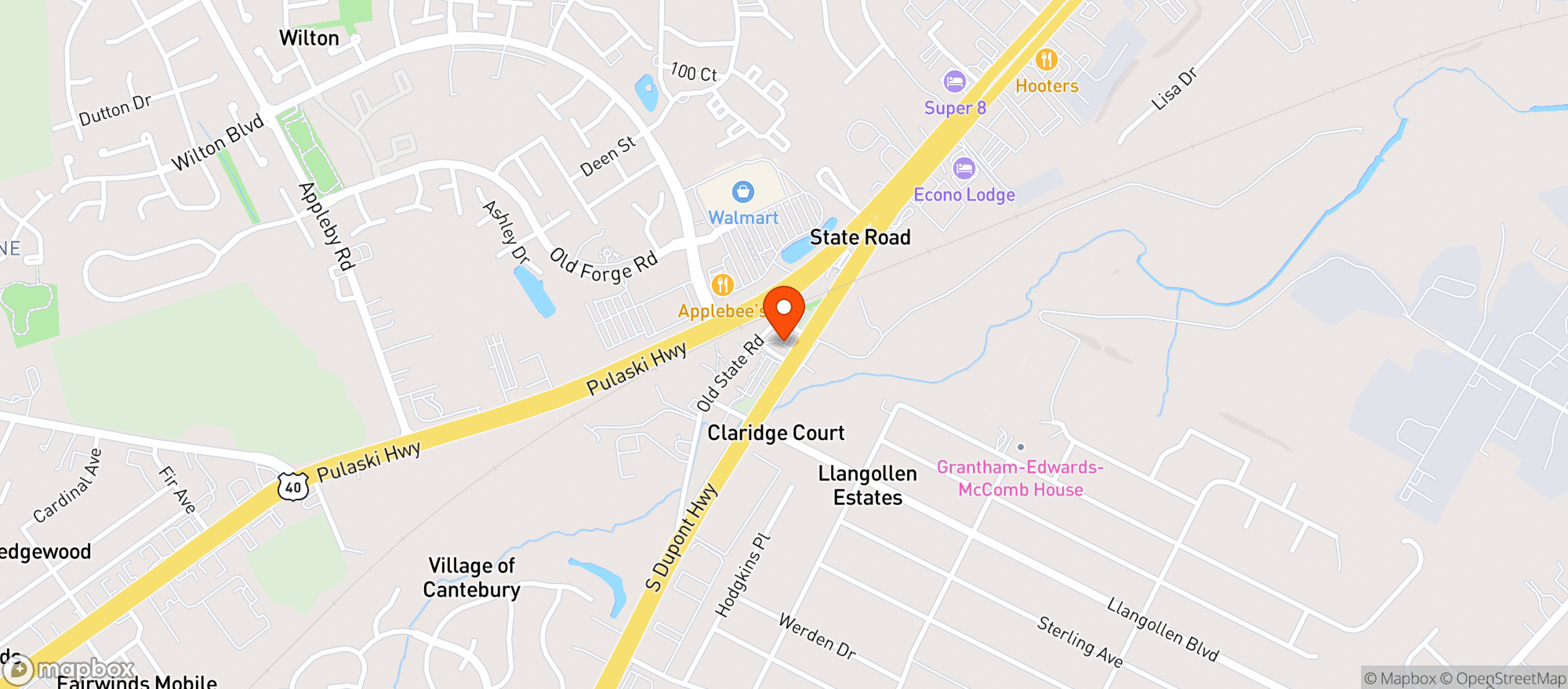 Map showing Pockets Restaurant & Tavern