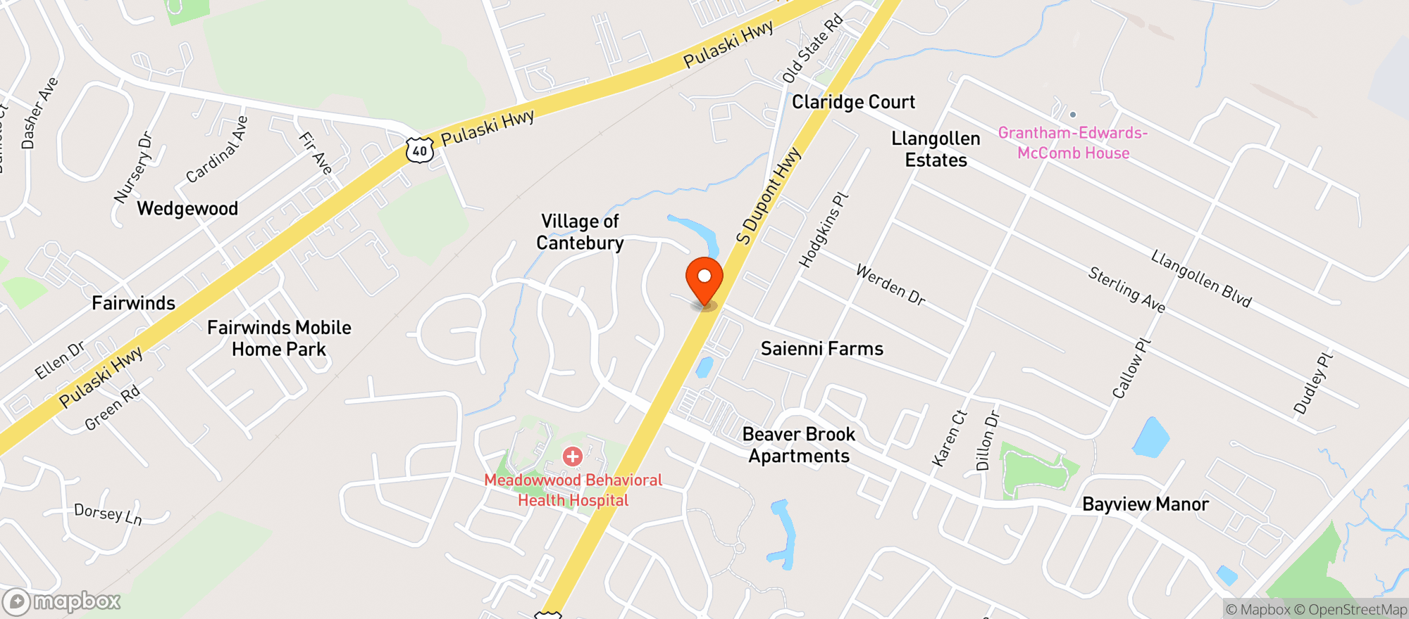 Map showing South Dupont Liquors