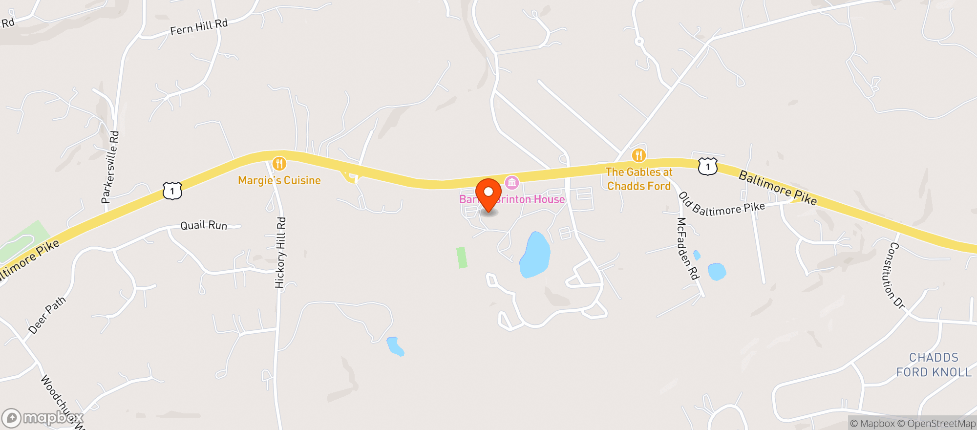 Map showing Chaddsford Winery