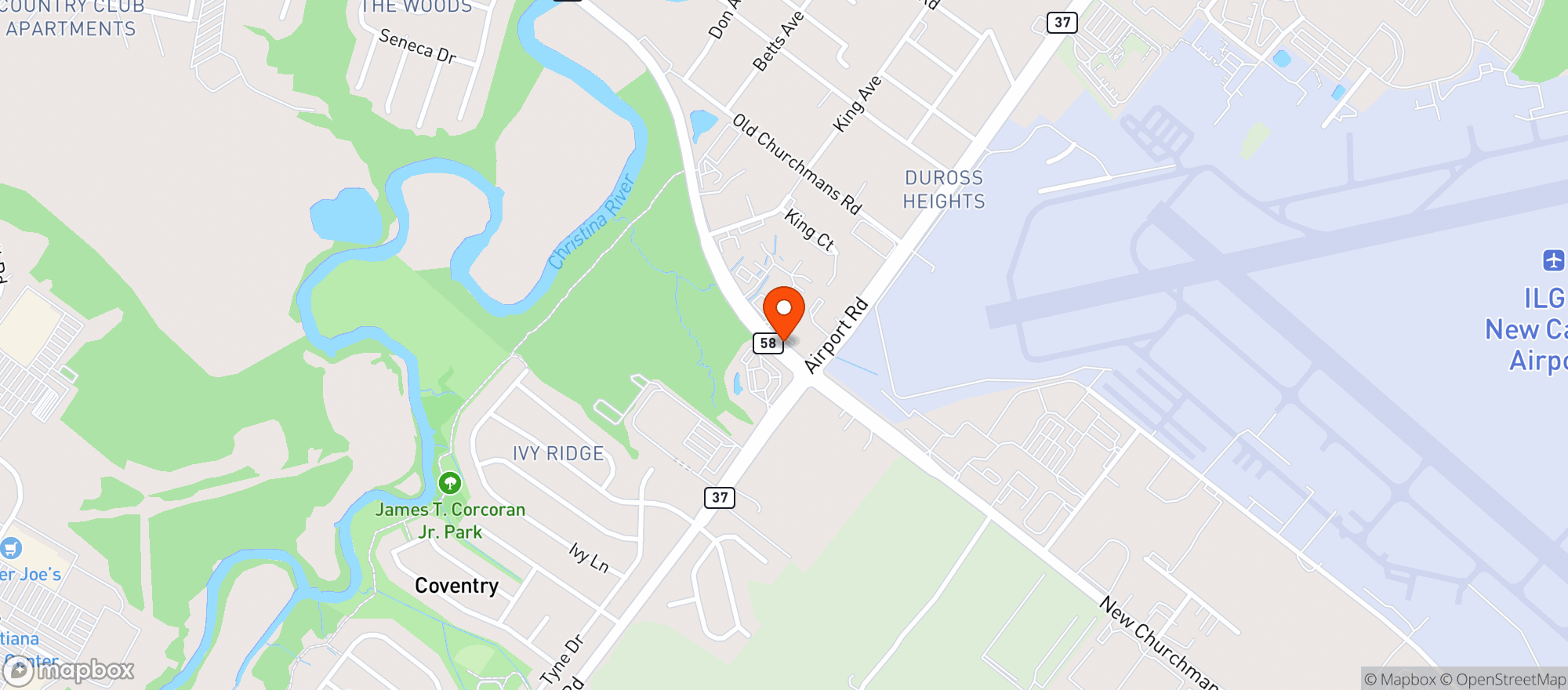 Map showing Airport Liquors