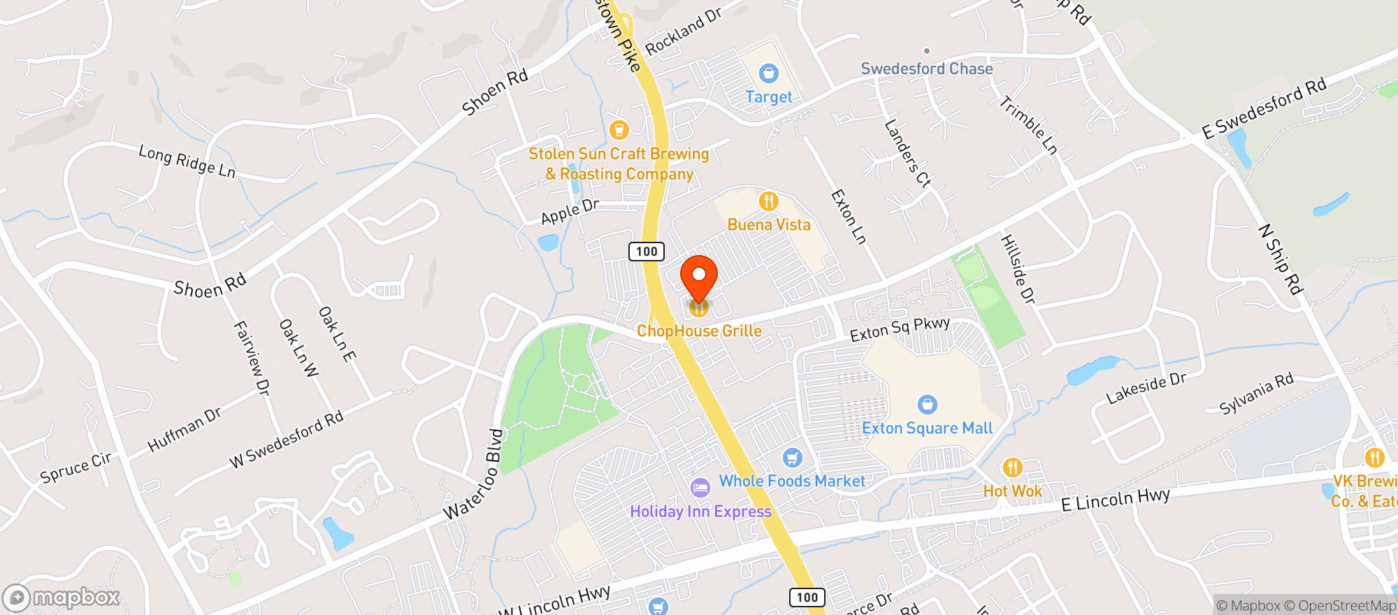 Map showing Chop House Grille