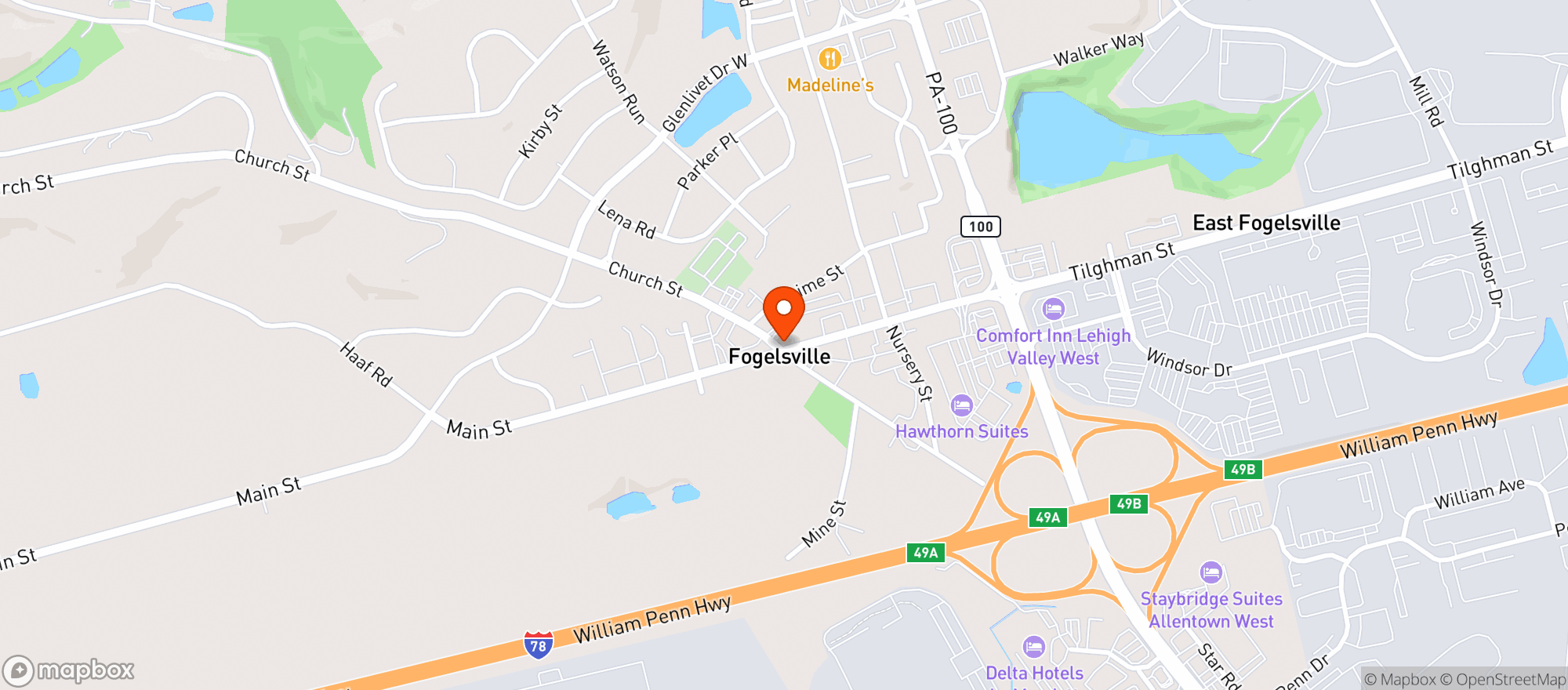 Map showing The Fogelsville Hotel