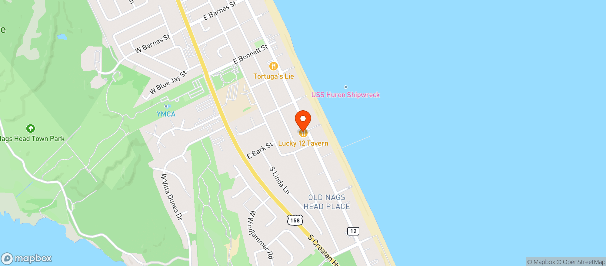 Map showing Lucky 12 Tavern