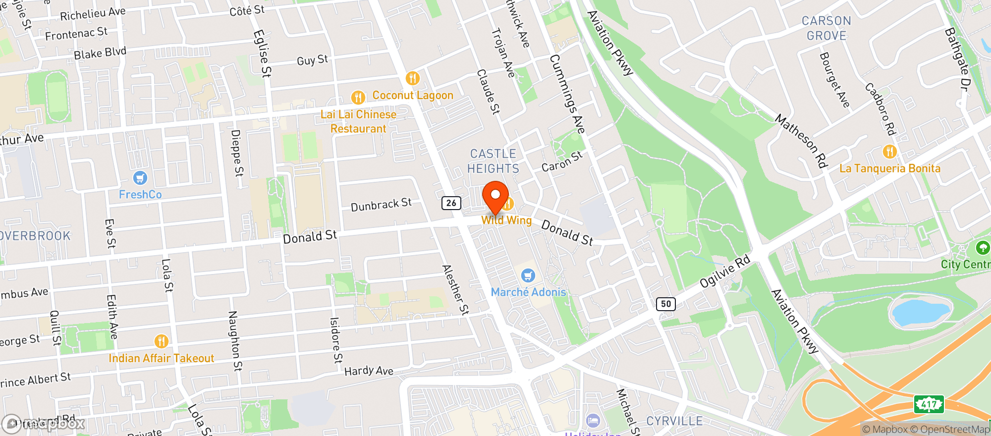 Map showing Staples
