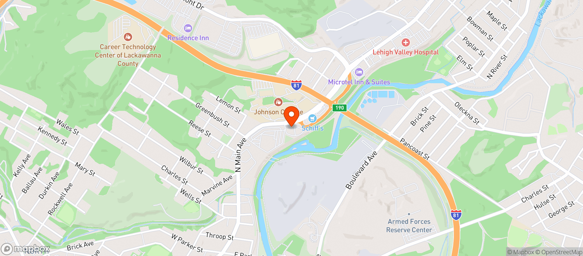 Map showing Main Ave Distributor