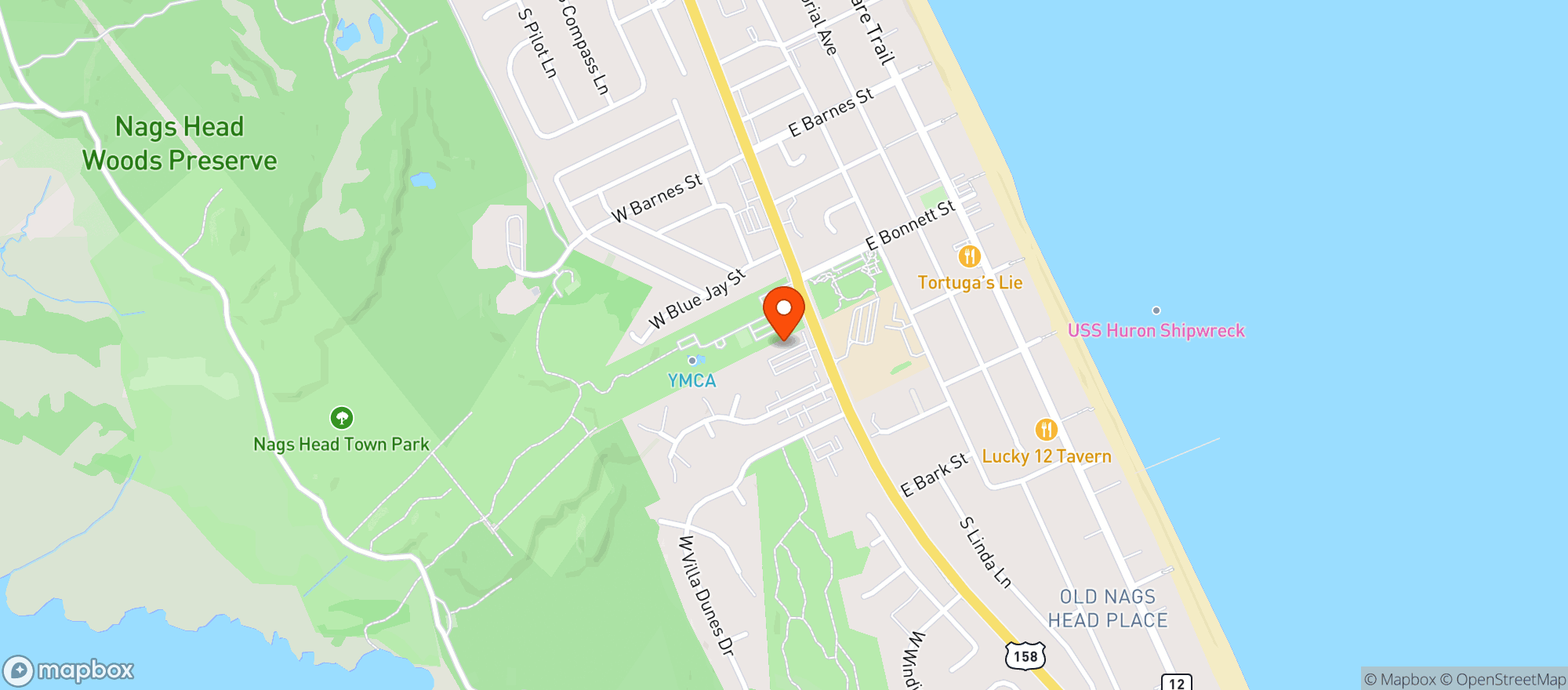 Map showing Waveriders Coffee and Deli