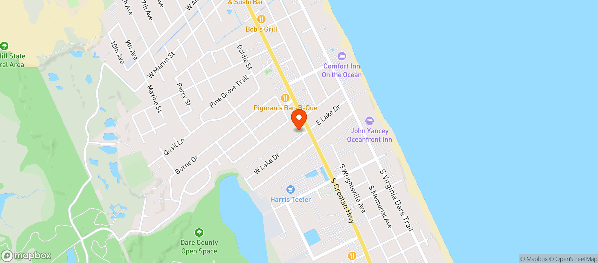 Map showing Outer Banks Cannabis Company