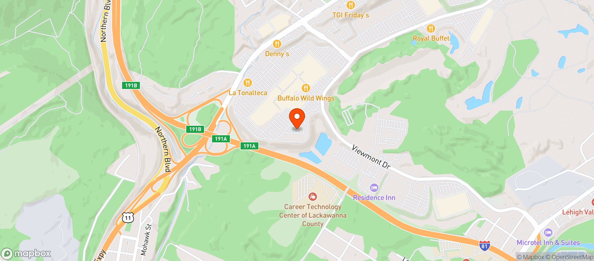 Map showing Buffalo Wild Wings Grill & Bar