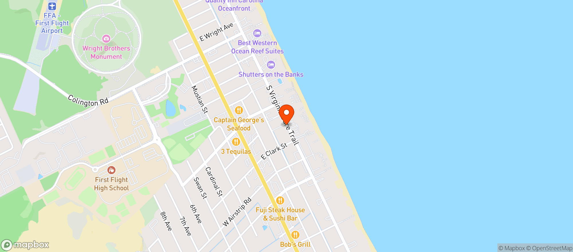 Map showing Jack Browns Beer & Burger Joint