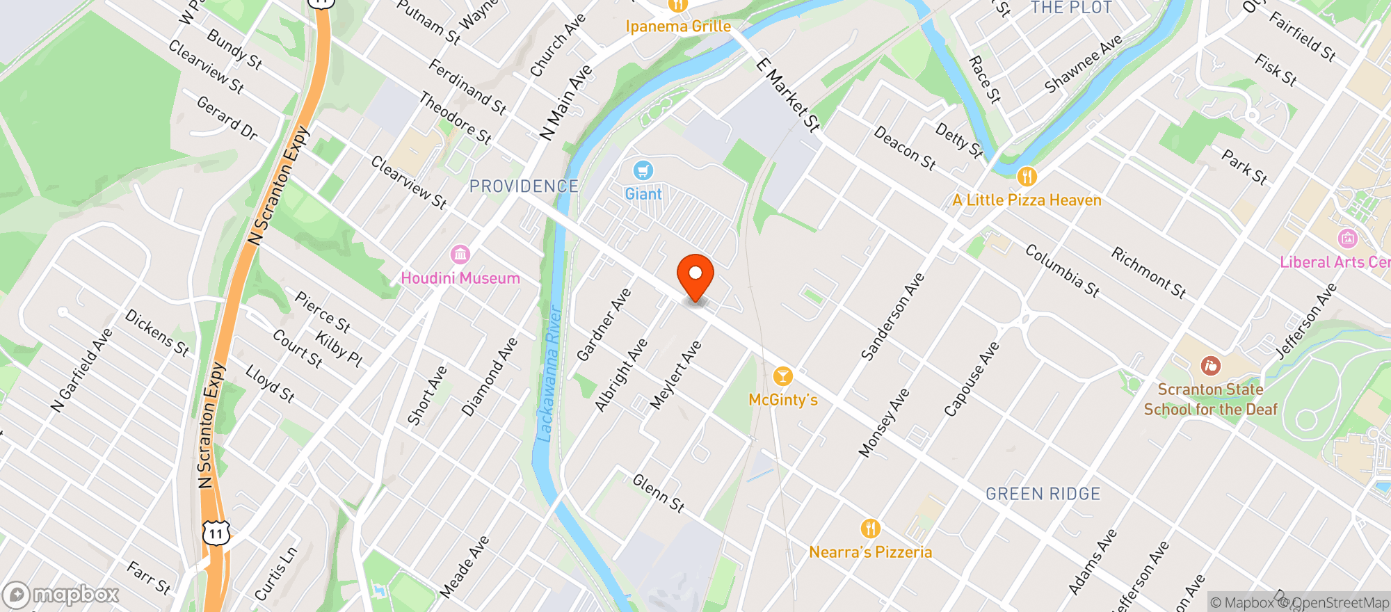 Map showing Bennys
