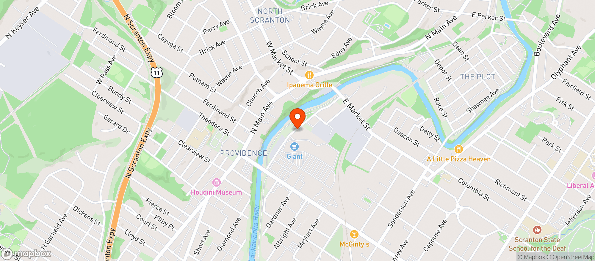 Map showing Giant Beer Garden & Eatery