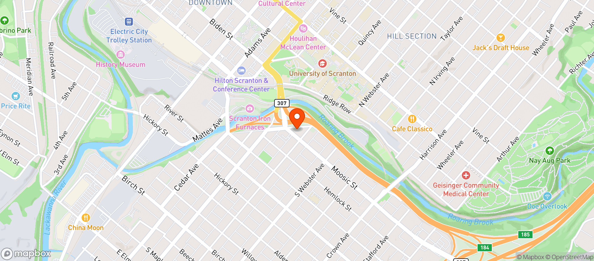 Map showing Krispy Kreme Doughnuts