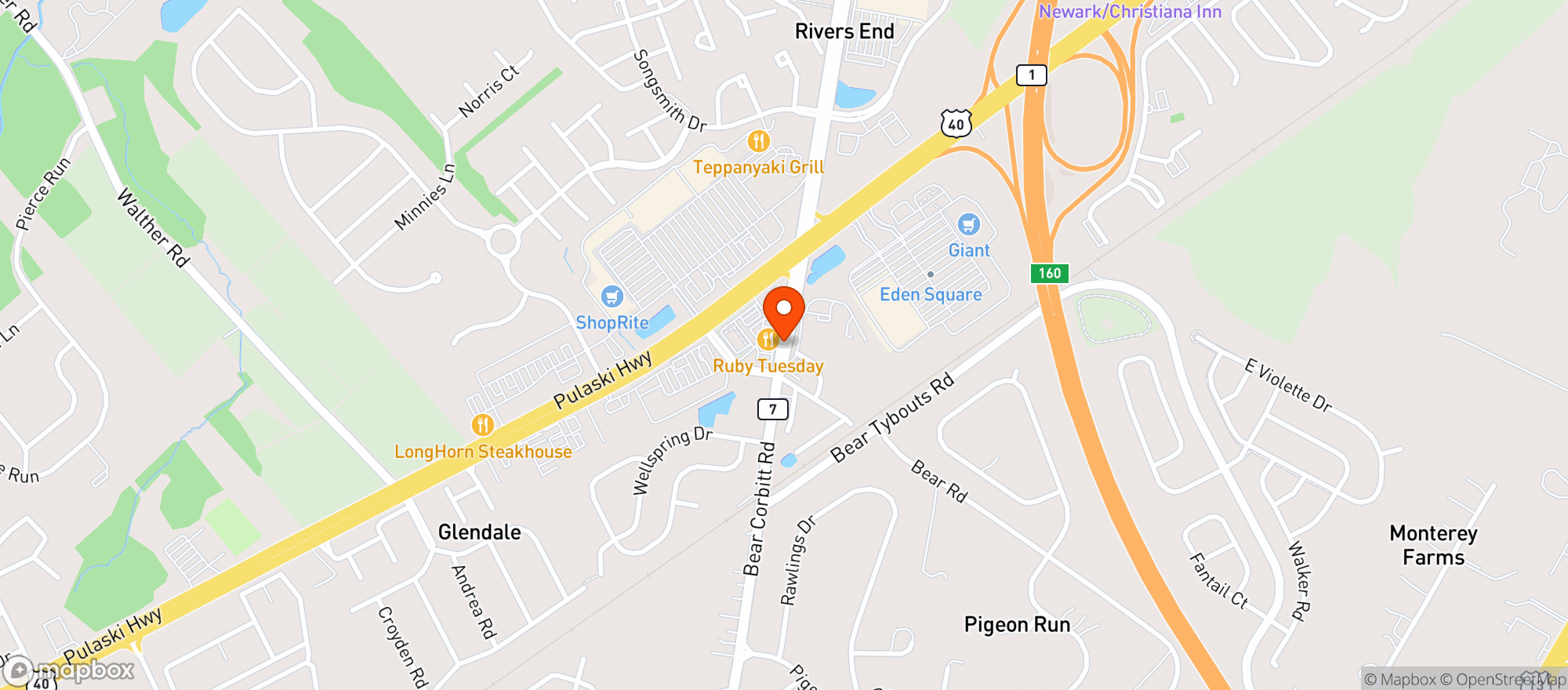 Map showing Plaza Azteca Mexican Restaurant