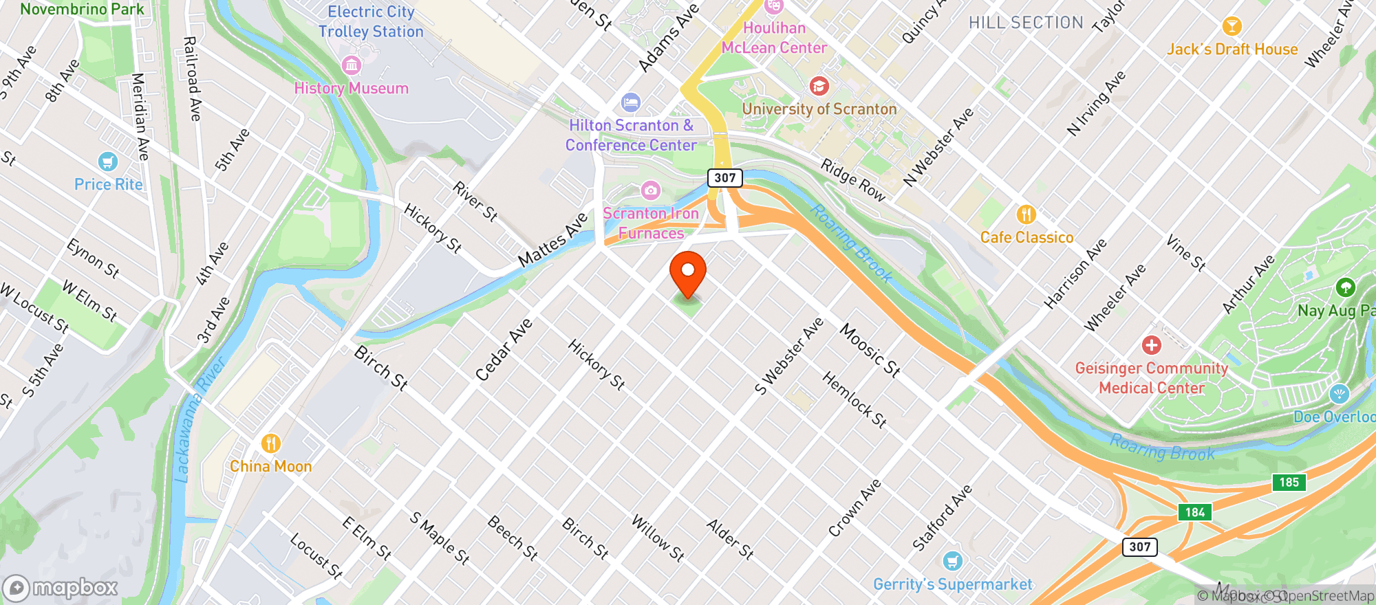 Map showing Connors Park