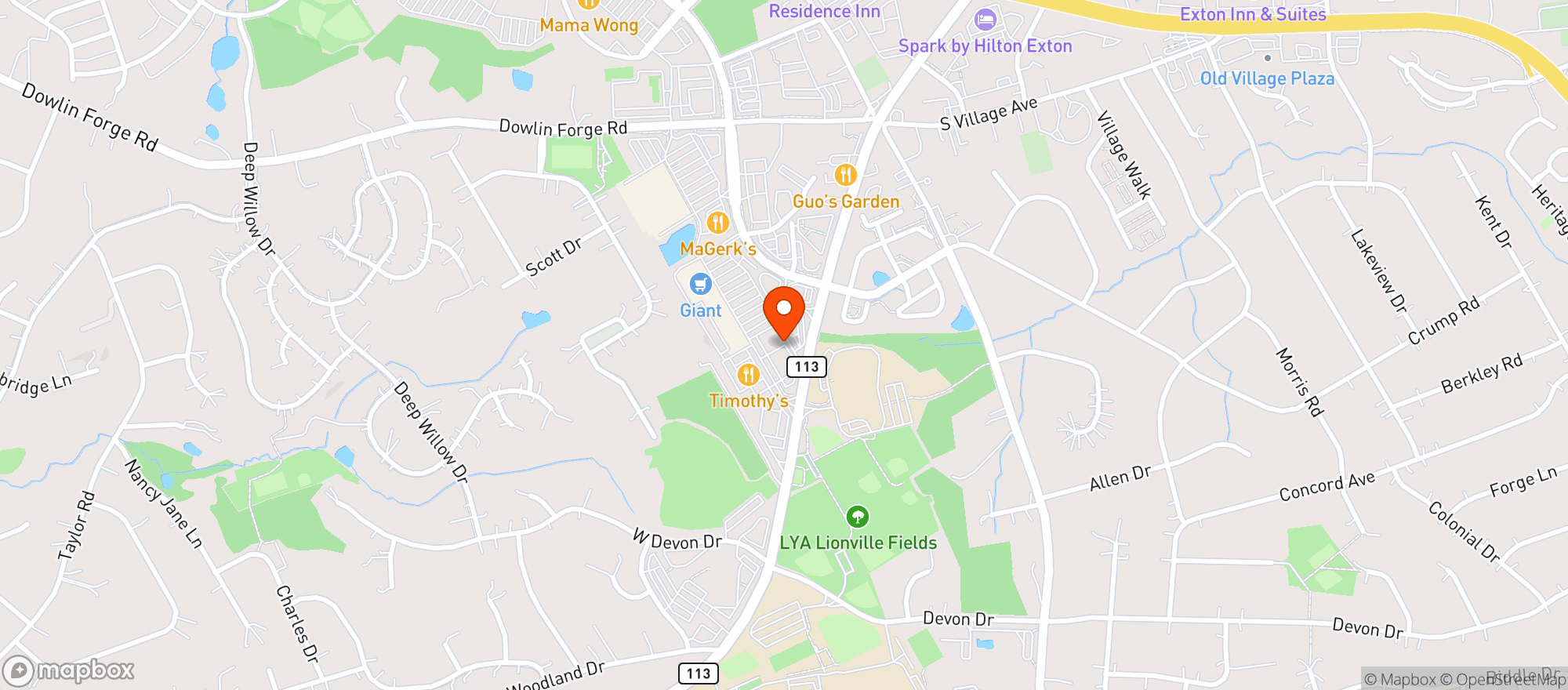 Map showing Timothys Lionville