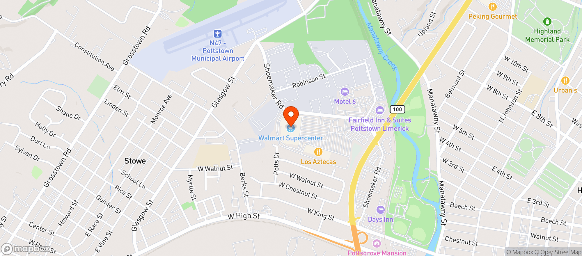 Map showing WALMART SUPERCENTER