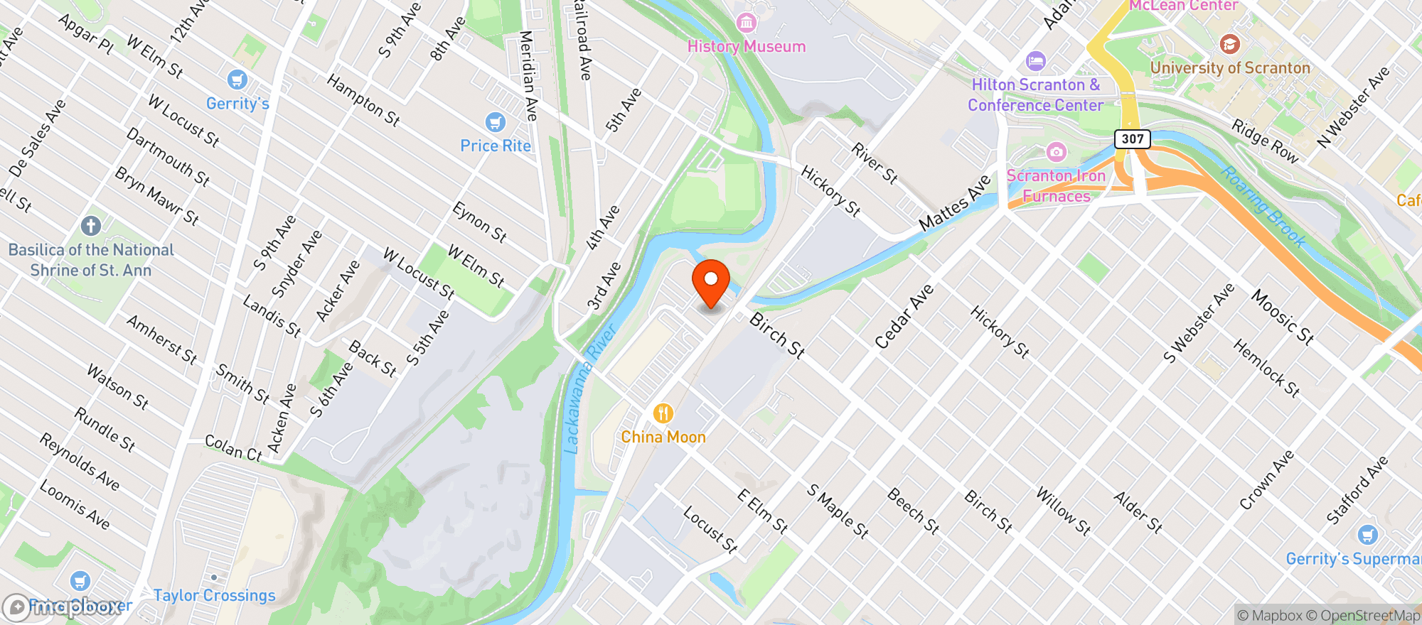 Map showing Voodoo Brewing