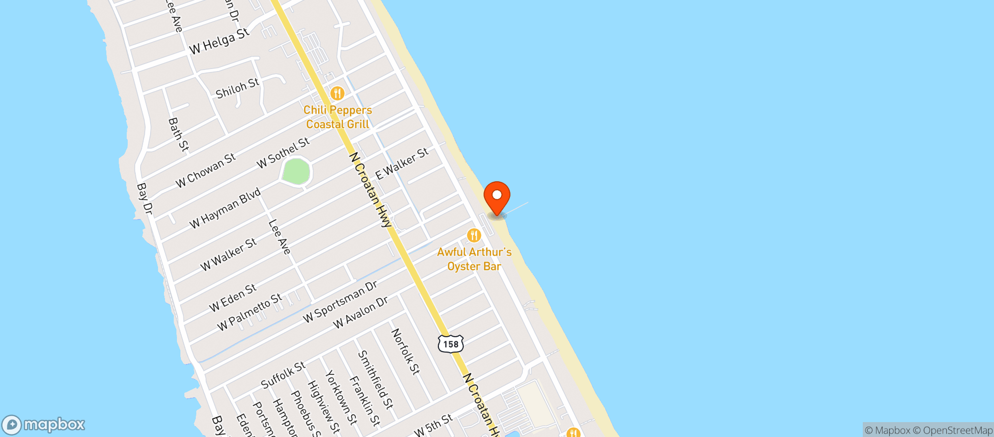 Map showing Avalon Fishing Pier