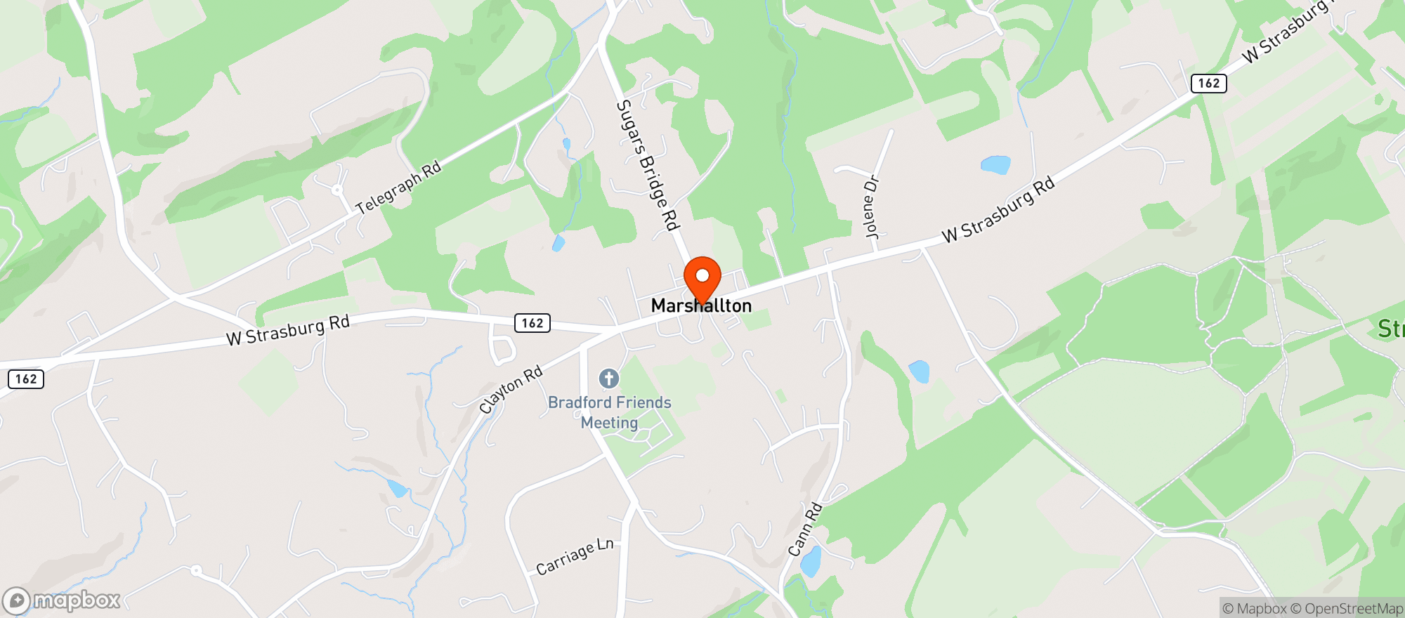 Map showing Four Dogs Tavern